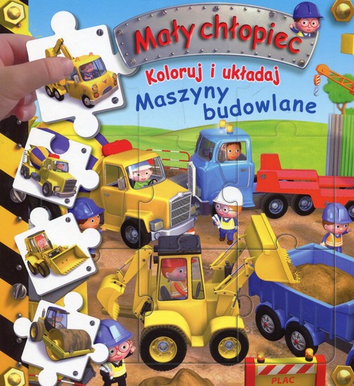 Image of Mały chłopiec Koloruj i układaj Maszyny budowlane