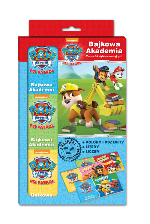 Image of Psi Patrol Bajkowa Akademia Kolory i kształty Litery Liczby Zestaw 3 książek edukacyjnych