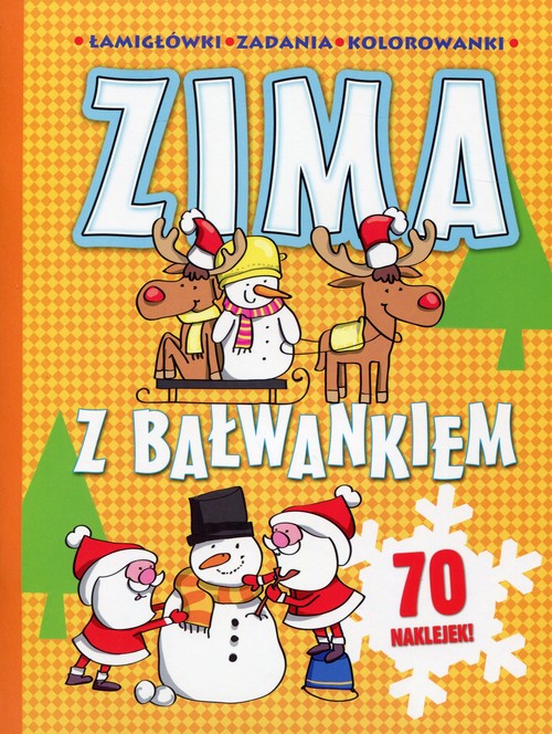 Image of Zima z bałwankiem. Łamigłówki zadania kolorowanki