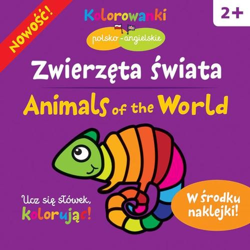 Image of Zwierzęta świata. Kolorowanki polsko-angielskie z naklejkami
