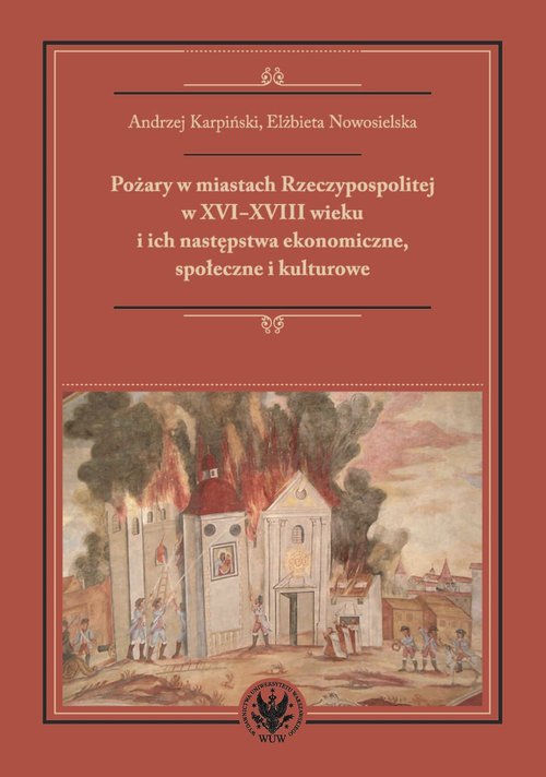 Image of Pożary w miastach Rzeczypospolitej w XVI-XVIII wieku i ich następstwa ekonomiczne, społeczne i kultu