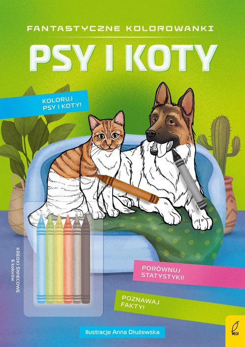 Image of Fantastyczne kolorowanki z kredkami Psy i koty