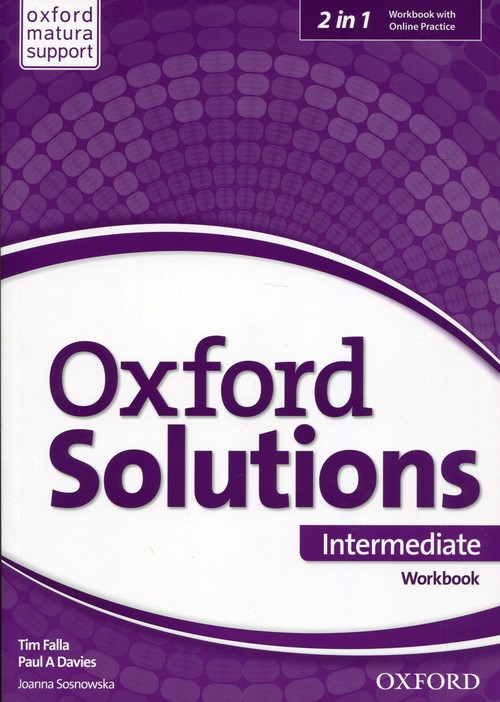 Image of Oxford Solutions Intermediate Workbook + Online Practice Szkoła ponadgimnazjalna