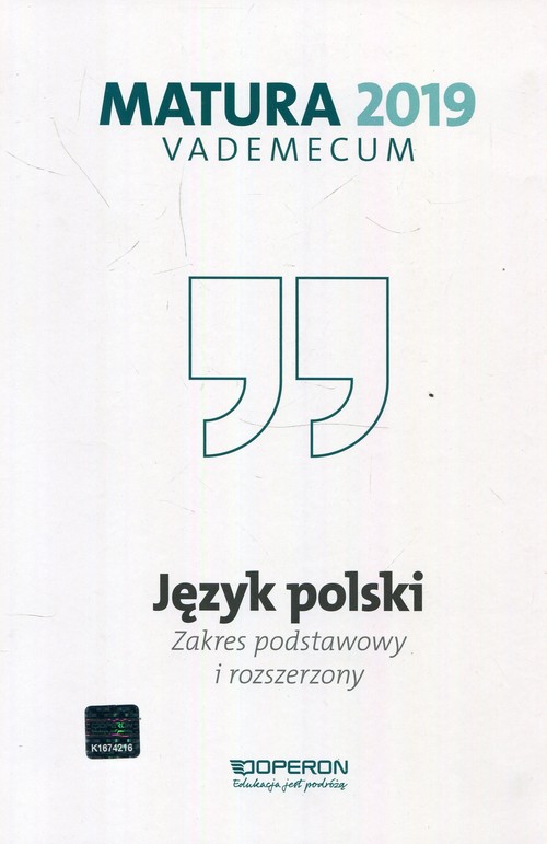 Image of Język polski Matura 2019 Vademecum Zakres podstawowy i rozszerzony