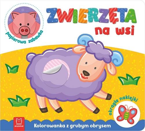 Image of Zwierzęta na wsi Kolorowanka z grubym obrysem, okrągłe naklejki papierowa zabawka