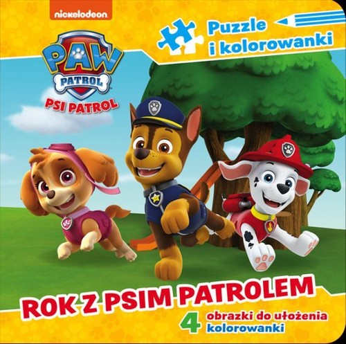 Image of Psi Patrol Puzzle i kolorowanki Rok z Psim Patrolem 4 obrazki do ułożenia, 4 kolorowanki