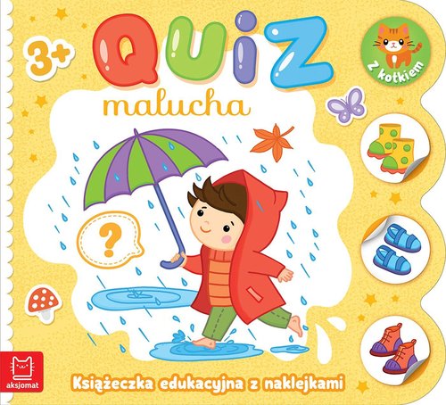 Image of Quiz malucha. Książeczka edukacyjna z naklejkami z kotkiem 3+