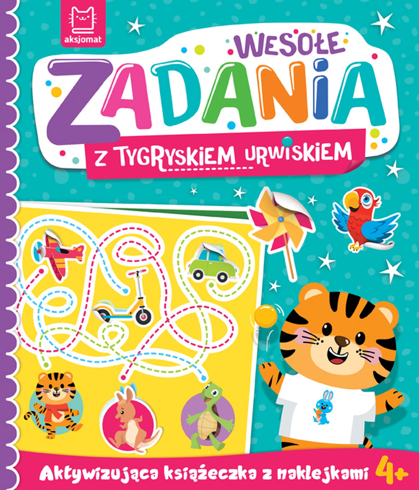 Image of Wesołe zadania z tygryskiem urwiskiem. Aktywizująca książeczka z naklejkami 4+