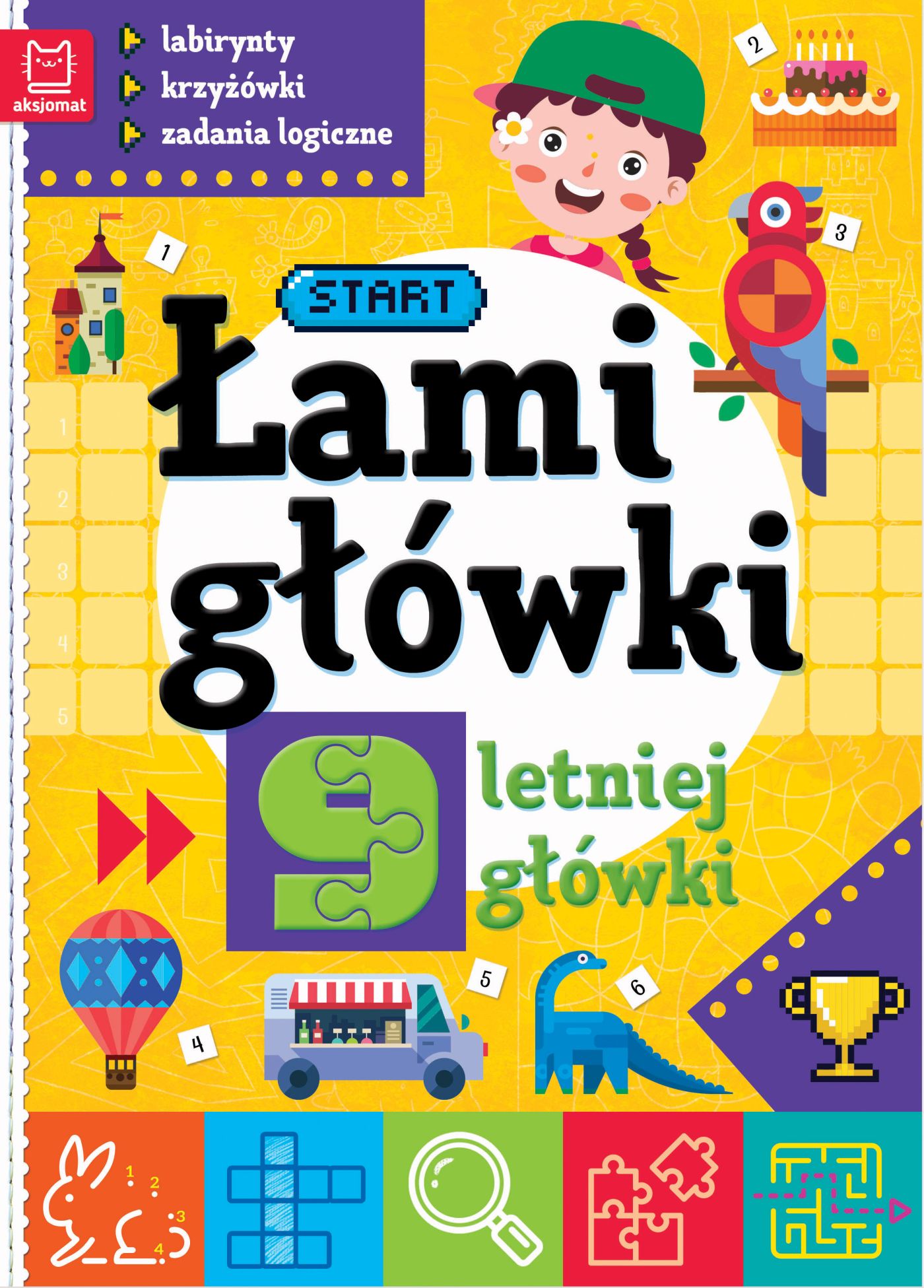 Image of Łamigłówki 9-letniej główki. Labirynty, krzyżówki, zadania logiczne
