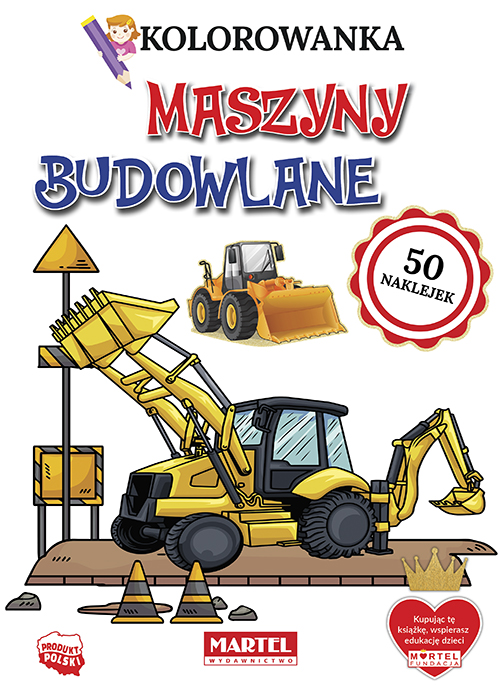 Image of Maszyny budowlane. Kolorowanka z naklejkami