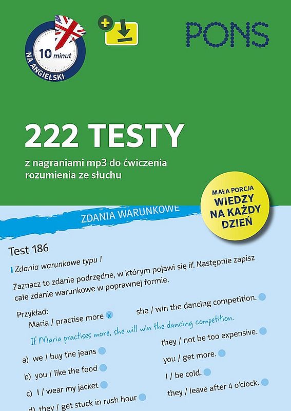 Image of 10 minut na angielski 222 testy z nagraniami mp3 do ćwiczenia rozumienia ze słuchu A1/A2 wyd.2 PONS