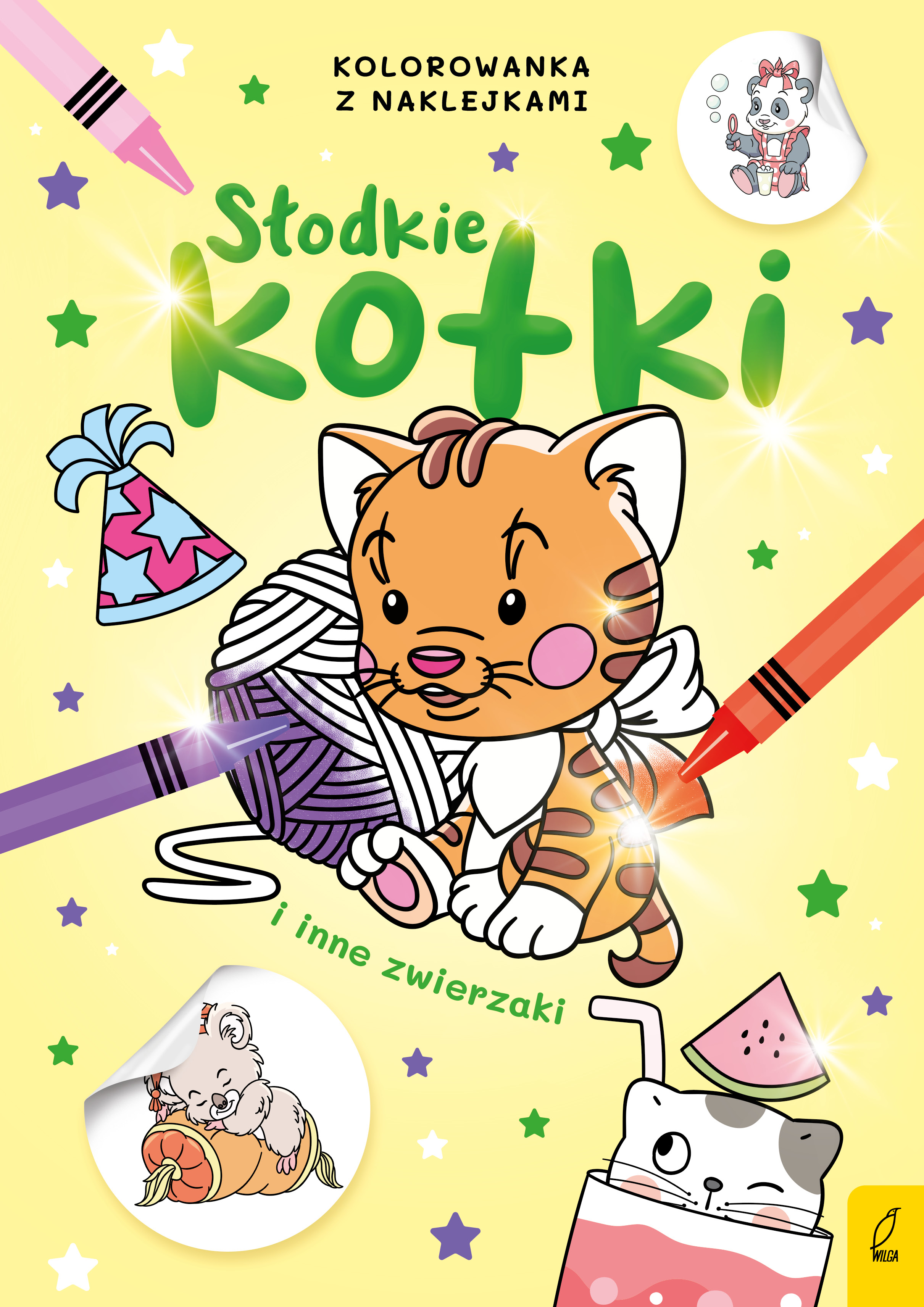 Image of Słodkie kotki i inne zwierzaki. Kolorowanka z naklejkami