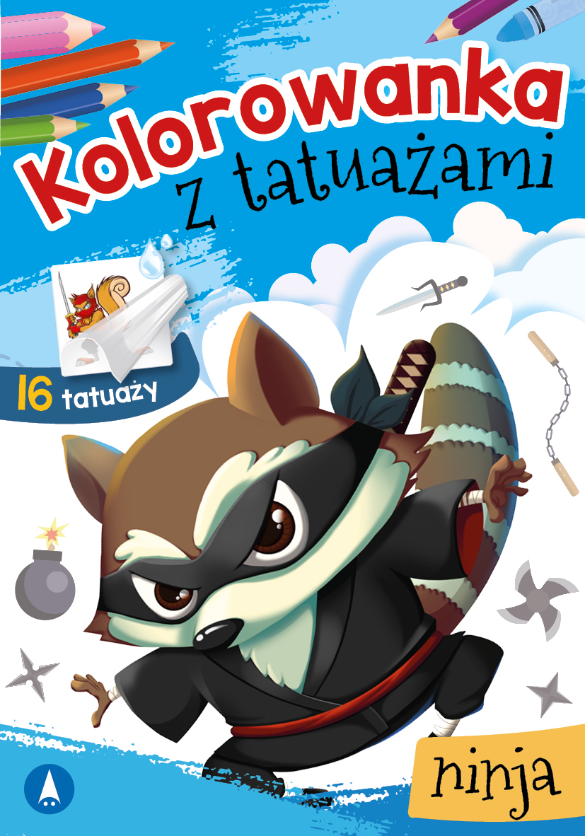 Image of Ninja. Kolorowanka z tatuażami