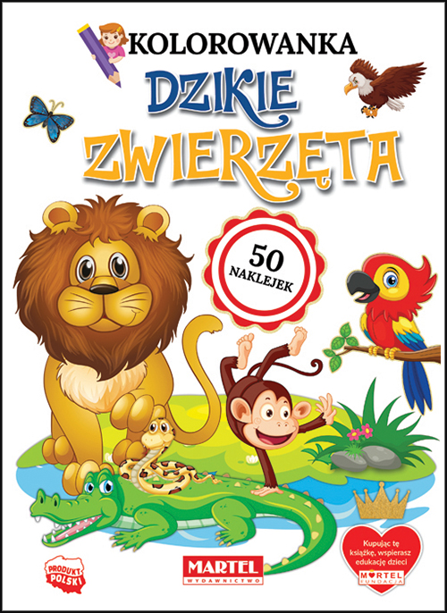 Image of Dzikie zwierzęta. Kolorowanka z naklejkami