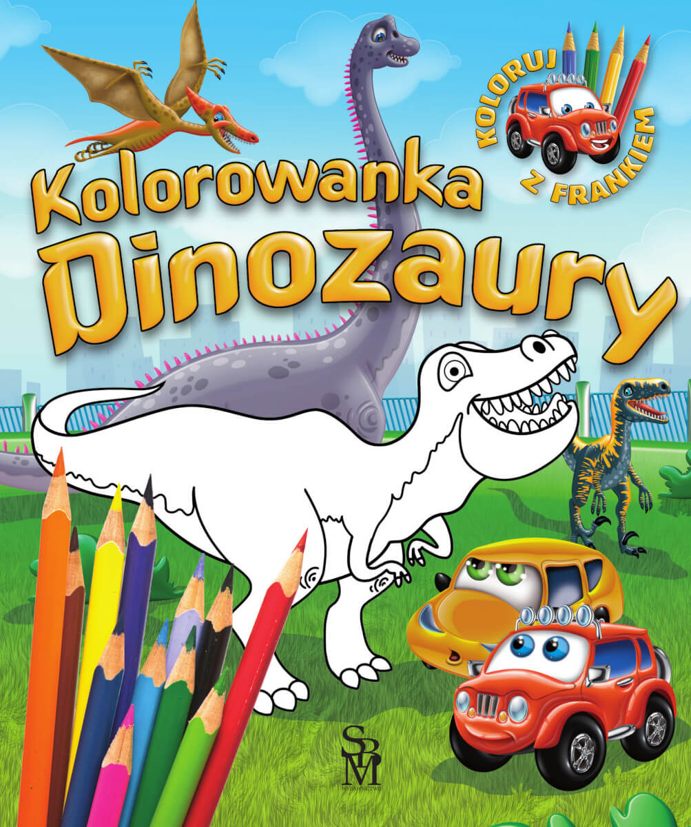 Image of Dinozaury. Kolorowanka. Samochodzik Franek