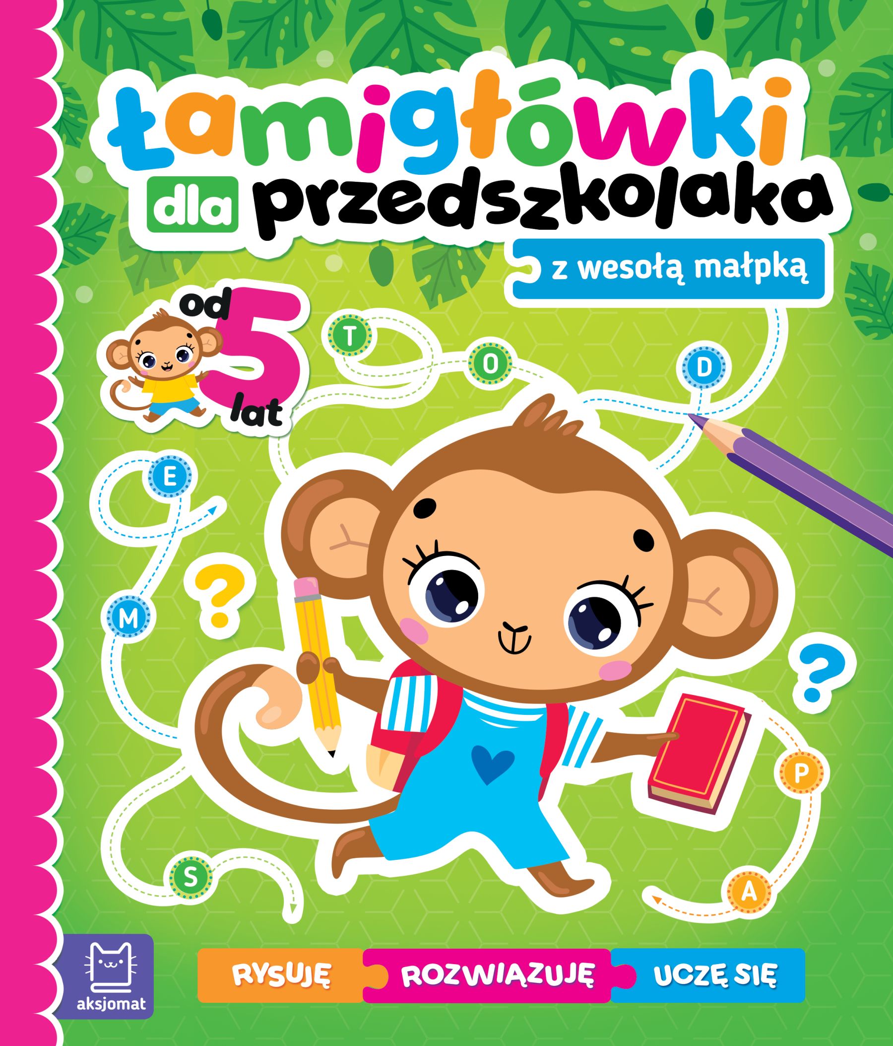 Image of Łamigłówki dla przedszkolaka z wesołą małpką. Rysuję – uczę się – rozwiązuję
