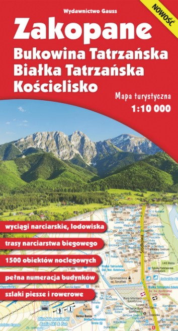 Image of Mapa. Zakopane, Bukowina Tatrzańska, Białka Tatrzańska i Kościelisko 1:10 000 foliowana