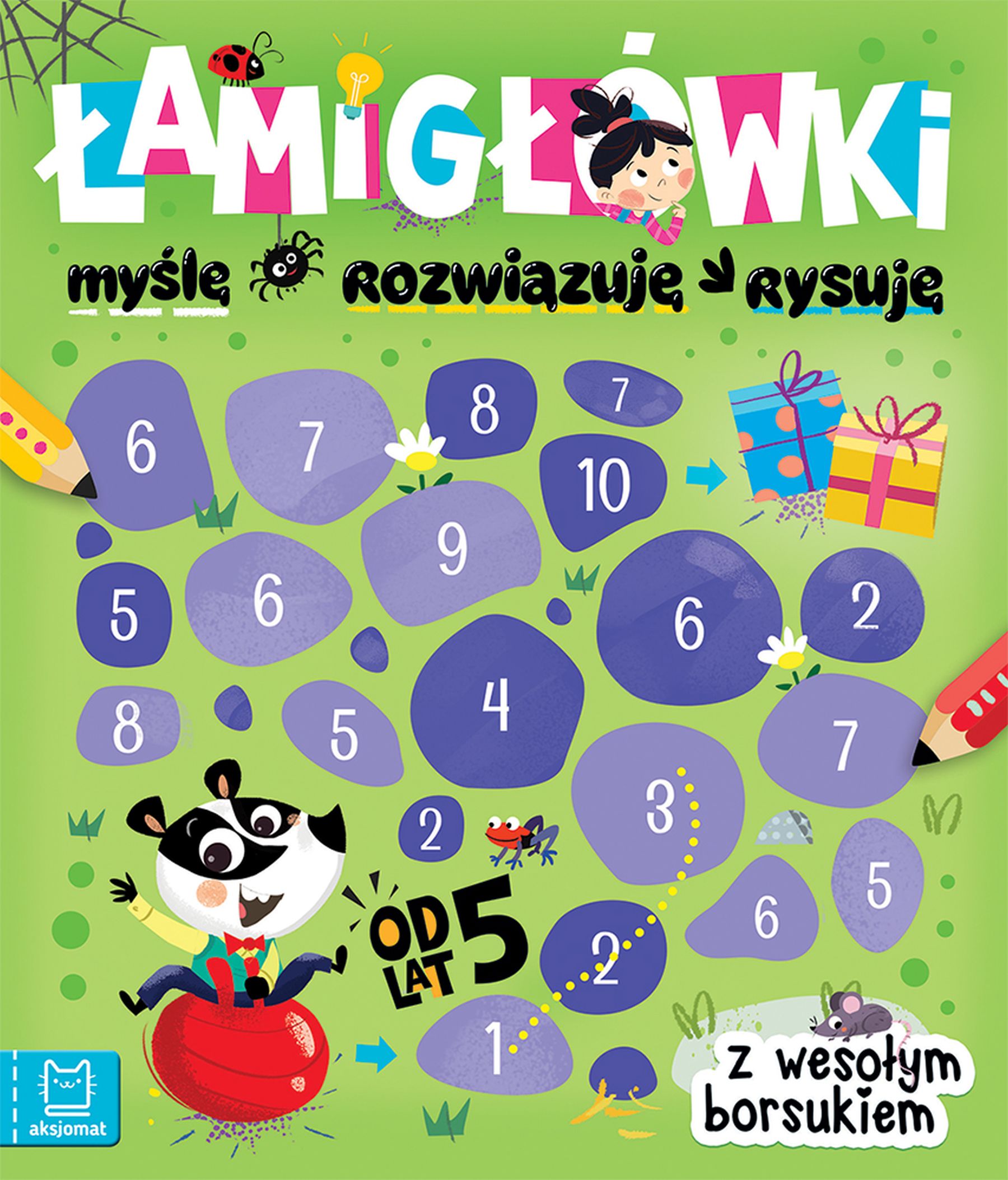 Image of Łamigłówki z wesołym borsukiem. Myślę, rozwiązuję, rysuję