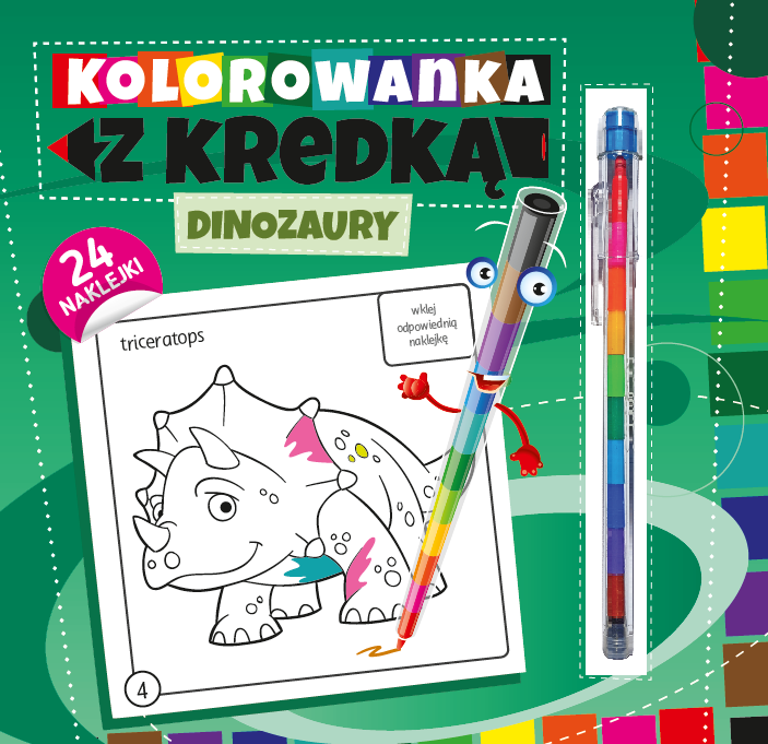 Image of Dinozaury. Kolorowanka z kredką