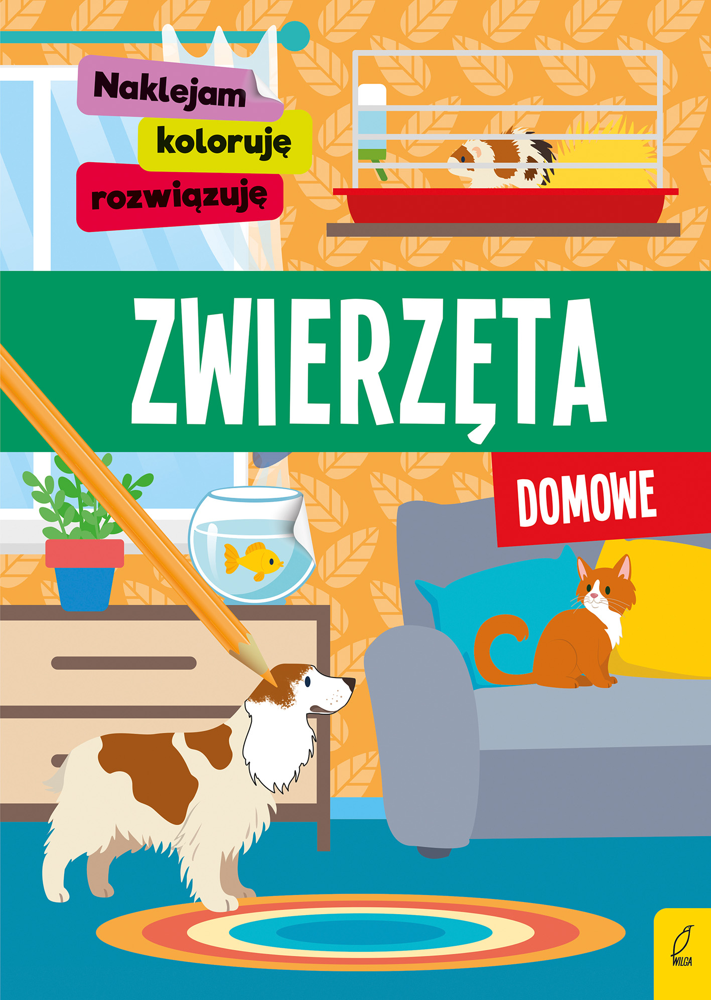 Image of Zwierzęta domowe. Naklejam, koloruję, rozwiązuję
