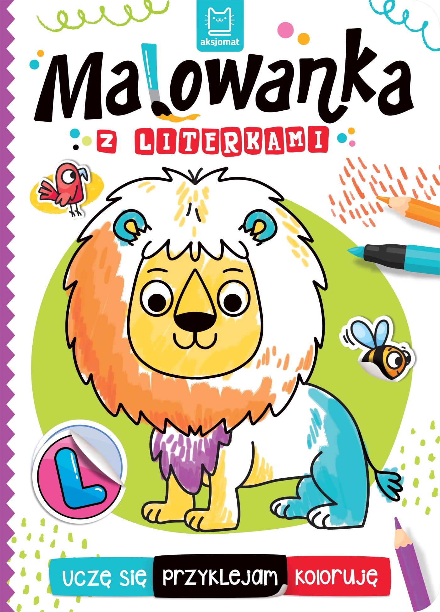 Image of Malowanka z literkami. Uczę się, przyklejam, koloruję