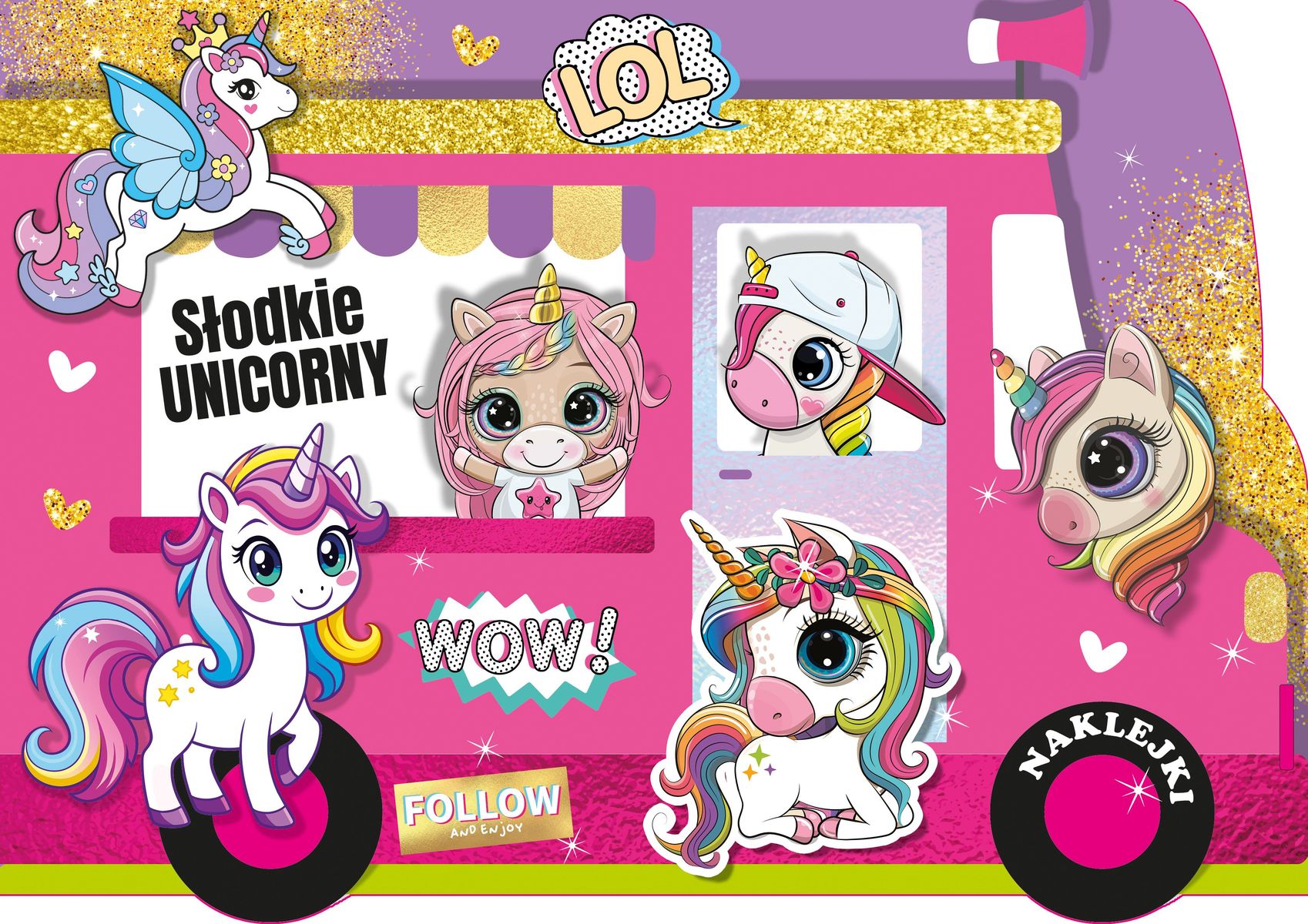 Image of Słodkie unicorny. Kolorowanka z wykrojnika