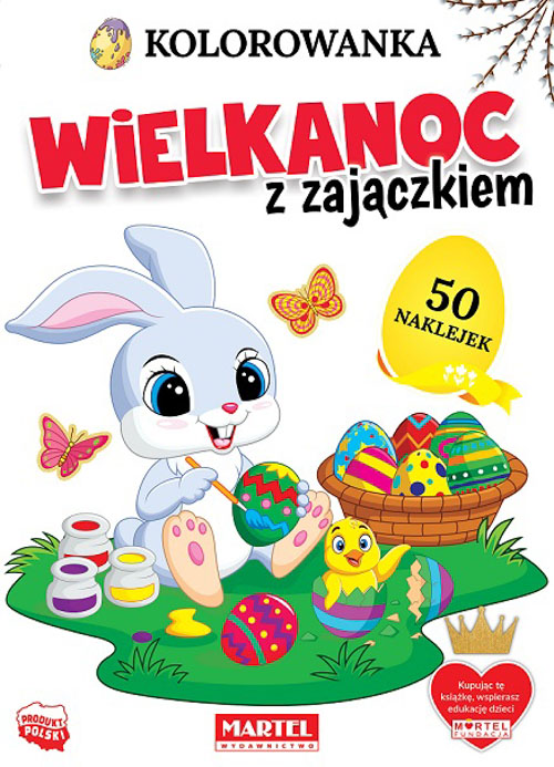 Image of Wielkanoc z zajączkiem. Kolorowanka z naklejkami