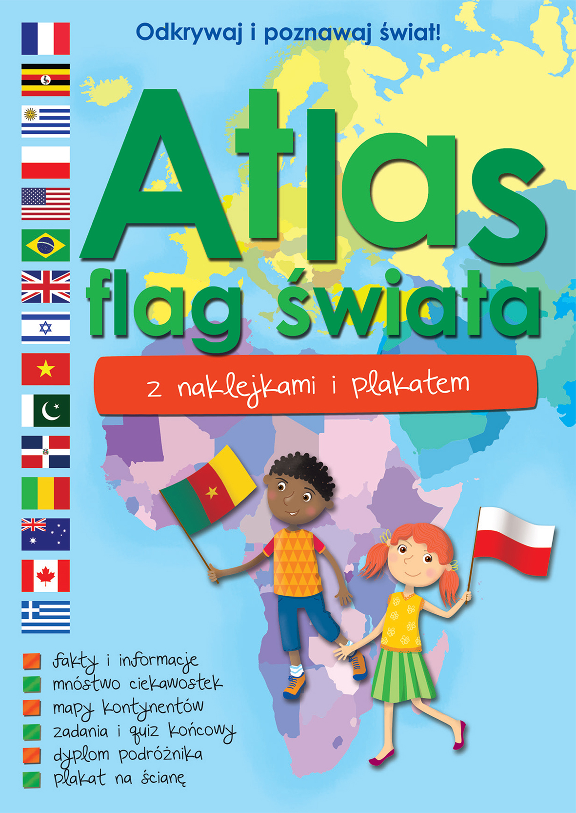 Image of Atlas flag świata z naklejkami i plakatem
