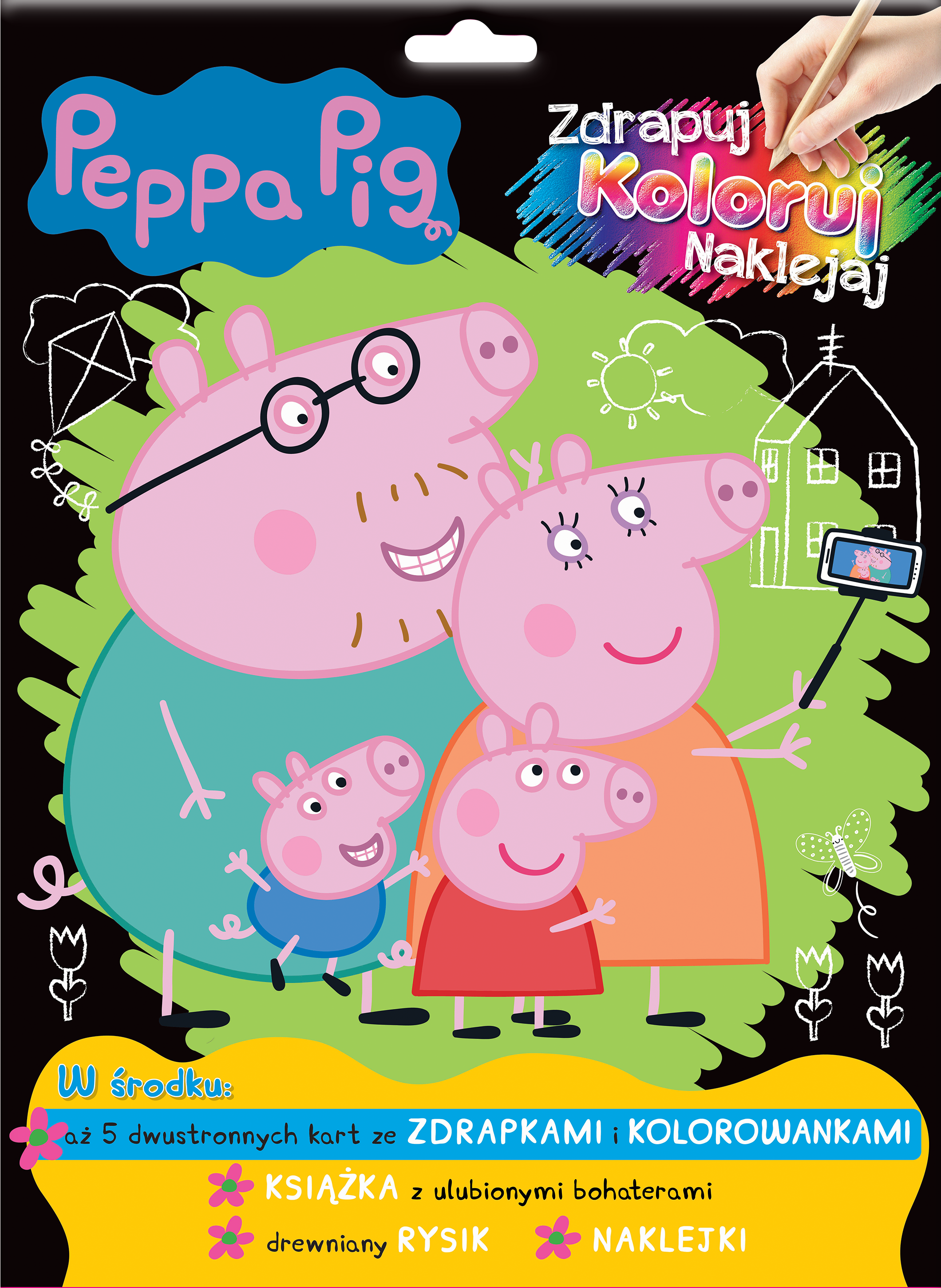 Image of Peppa Pig. Zdrapuj, koloruj, naklejaj