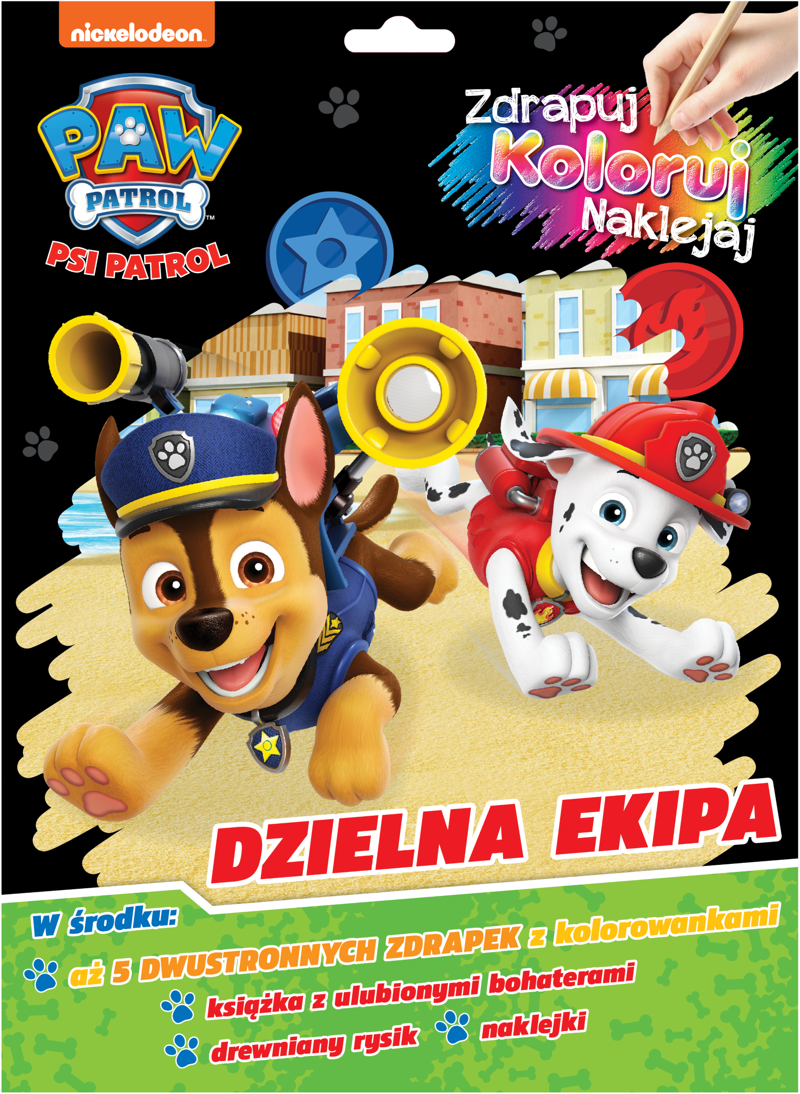 Image of Dzielna ekipa. Psi Patrol. Zdrapuj, koloruj, naklejaj