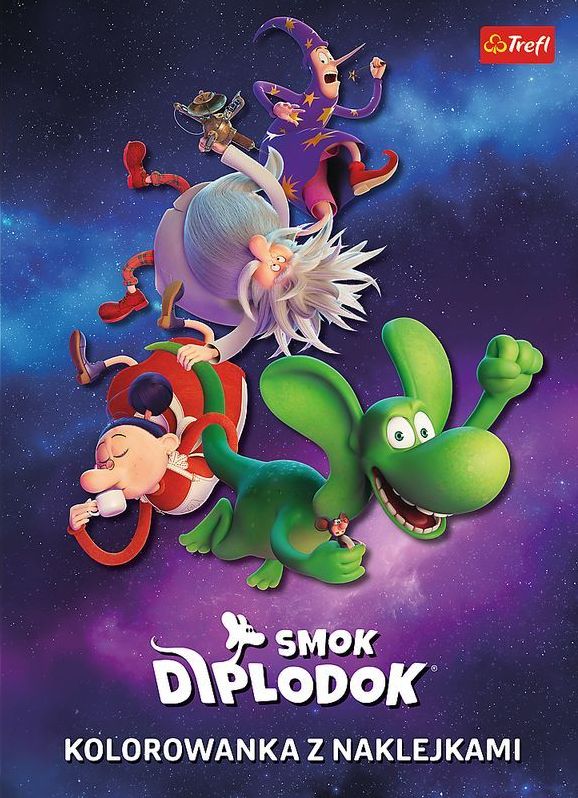 Image of Smok Diplodok. Kolorowanka z naklejkami