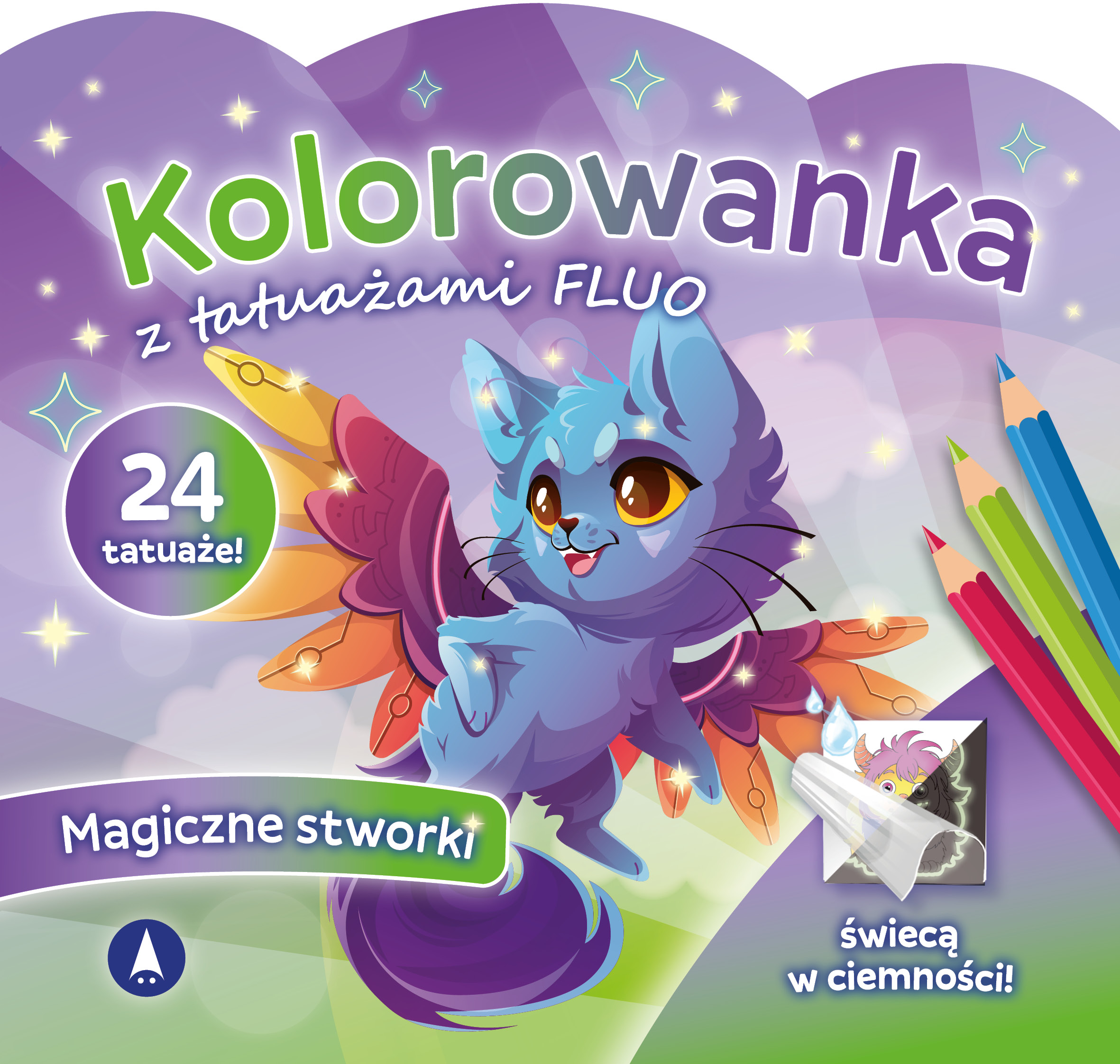 Image of Magiczne stworki. Kolorowanka z tatuażami FLUO