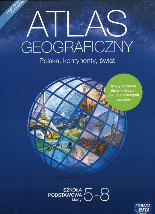 Image of Atlas geograficzny 5-8 Polska, kontynenty, świat Szkoła podstawowa