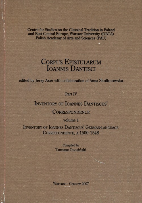 Image of Inventory of Ioannes Dantiscus' Correspondence, part 4, vol. 1