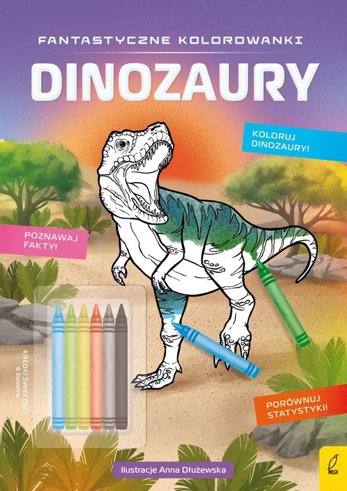 Image of Fantastyczne kolorowanki z kredkami Dinozaury