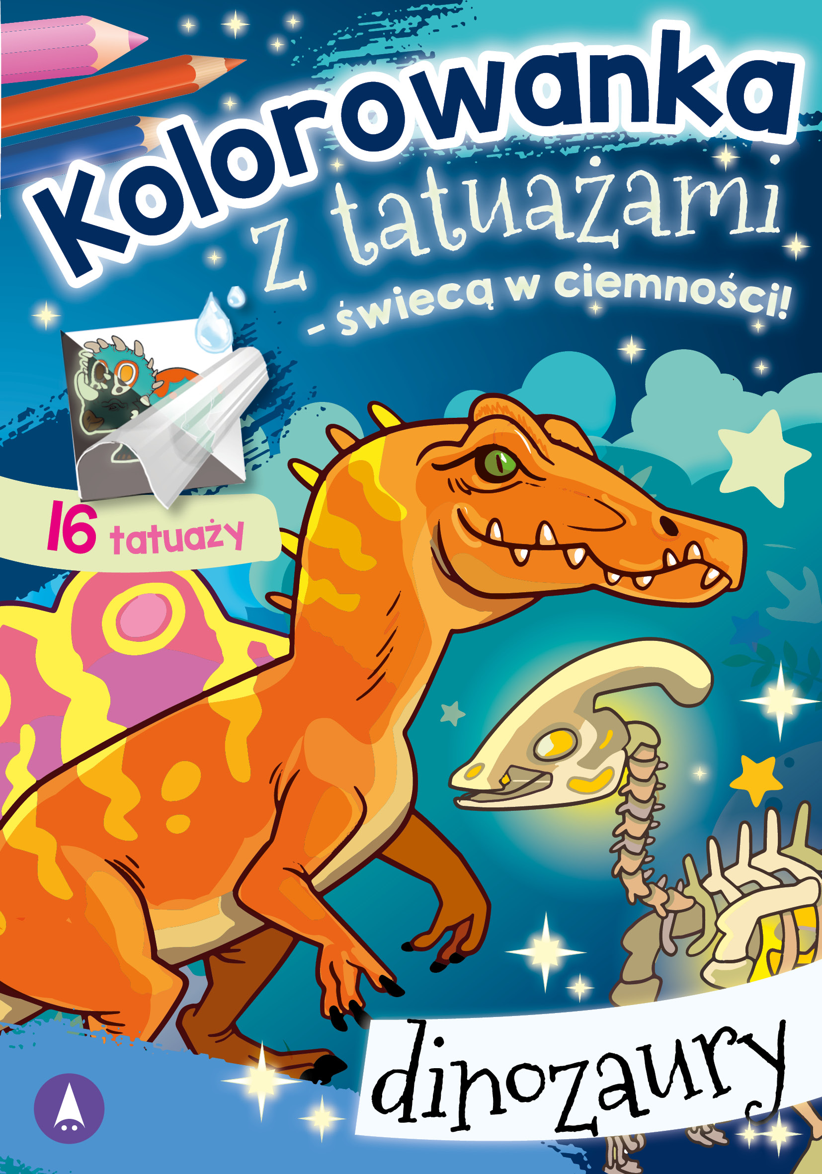 Image of Dinozaury. Kolorowanka z tatuażami – świecą w ciemności!