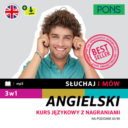 Image of Słuchaj i mów PONS angielski pakiet 3w1 A1/B1 z nagraniami w. 2